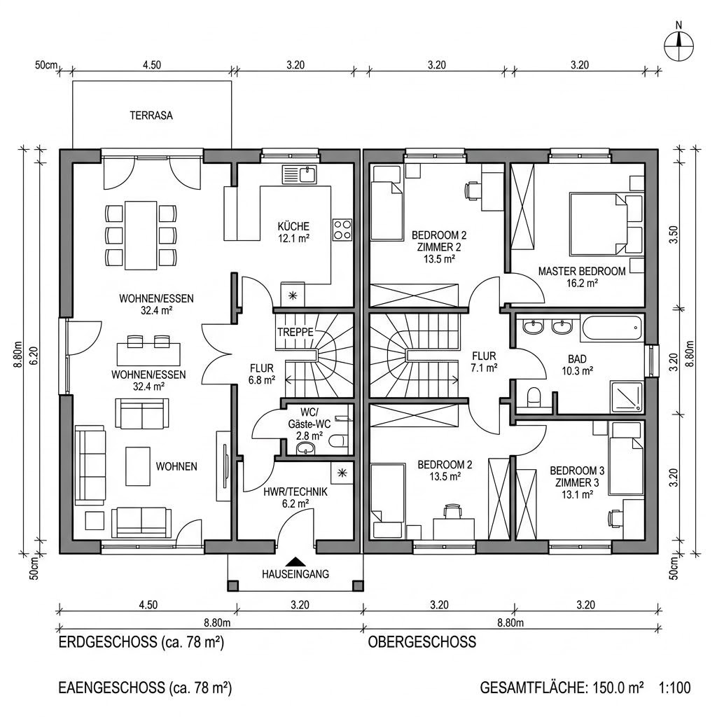 Landhaus Hochgern 150 von Chiemgauer Holzhaus — Vollholzhaus mit Satteldach und 150 m²