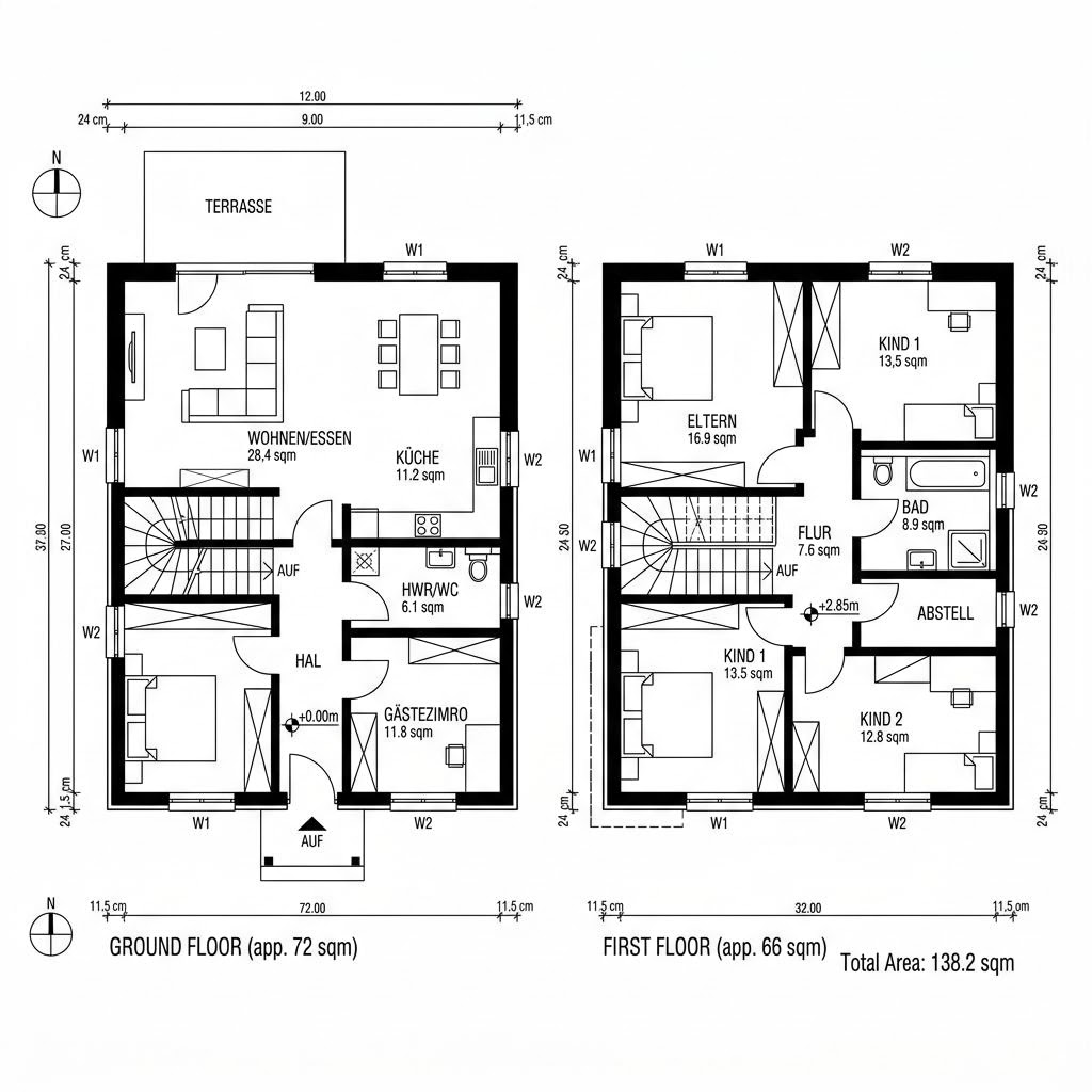 Landhaus Hochplatte 138 von Chiemgauer Holzhaus — Vollholzhaus mit Satteldach und 138 m²
