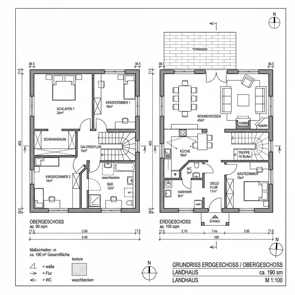 Grundriss Landhaus L 190 Grundriss Landhaus L 190 von Haas Fertigbau