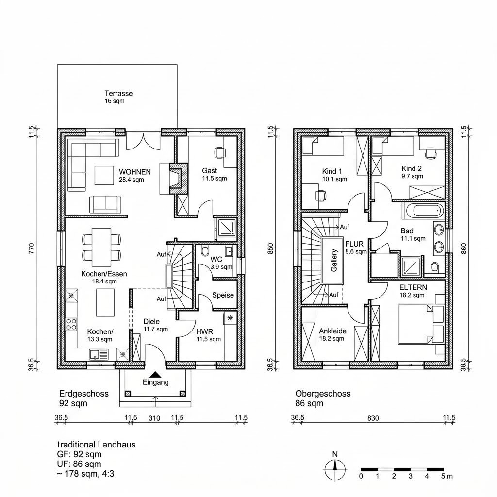 Grundriss Landhaus 178 Grundriss Landhaus 178 von Isartaler Holzhaus