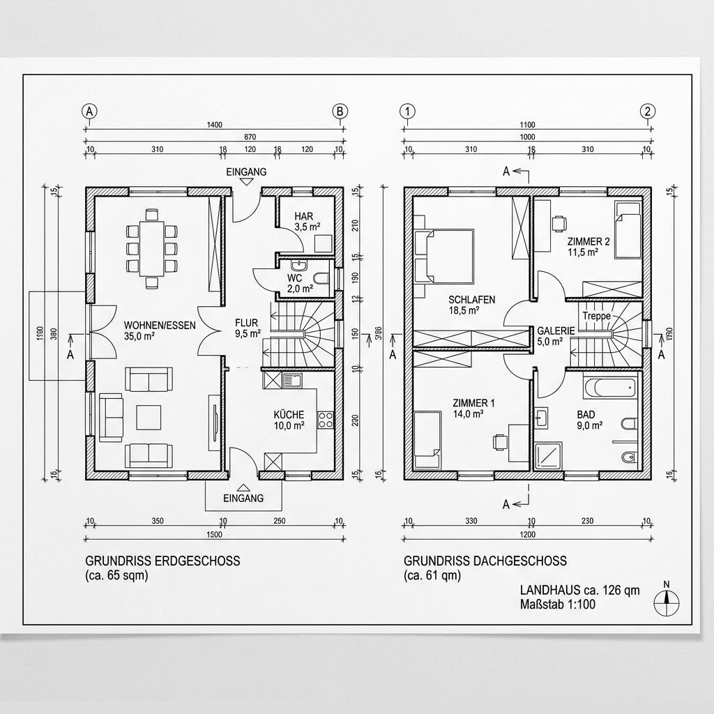 Grundriss Landhaus Classic 126 Grundriss Landhaus Classic 126 von Wagener Systemhausbau