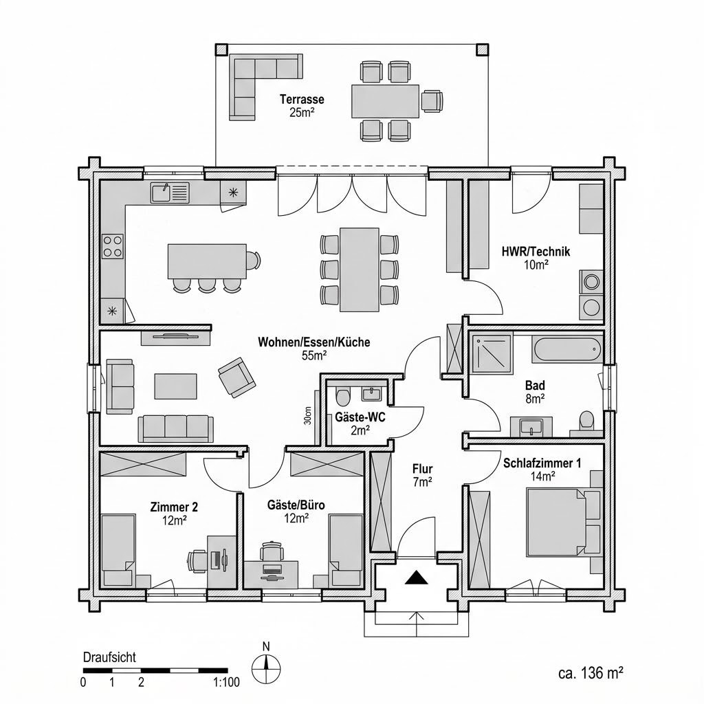 Blockhaus Country 136 von LéonWood — Massivholz-Blockbohlenbau mit 136 m²