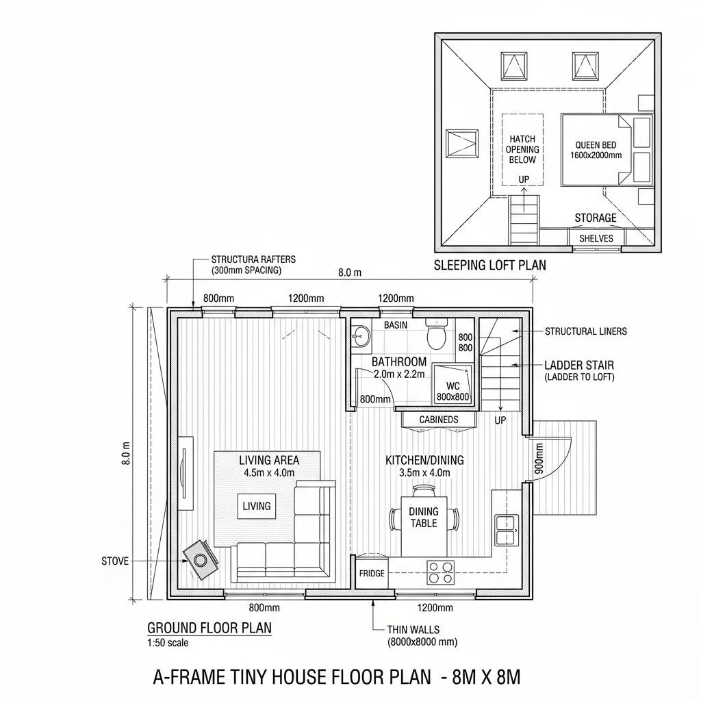 Tiny-Blockhaus Finny von LéonWood mit Nurdach — 50 m² auf zwei Ebenen