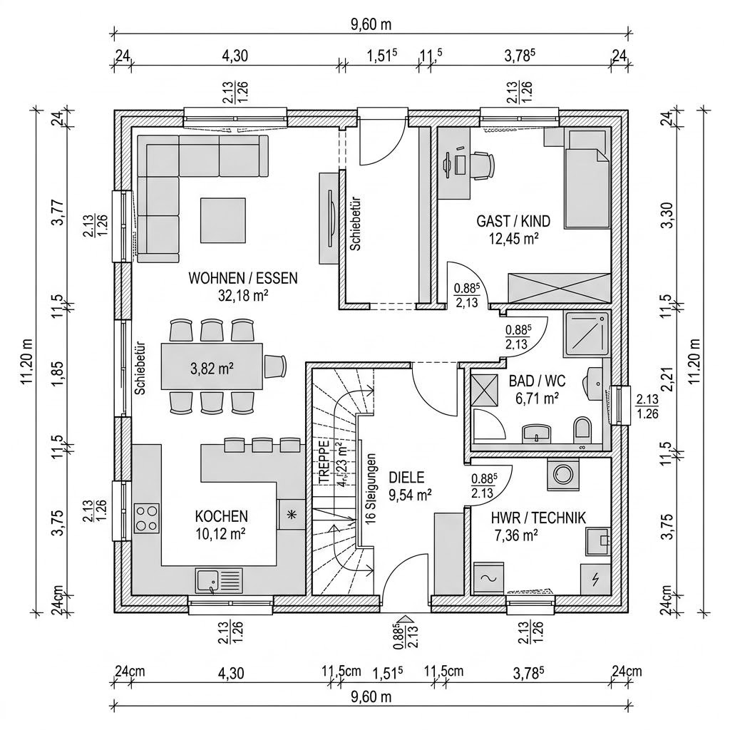 Grundriss Solution Pult 138 – 138 m² Einfamilienhaus mit 4 Zimmern