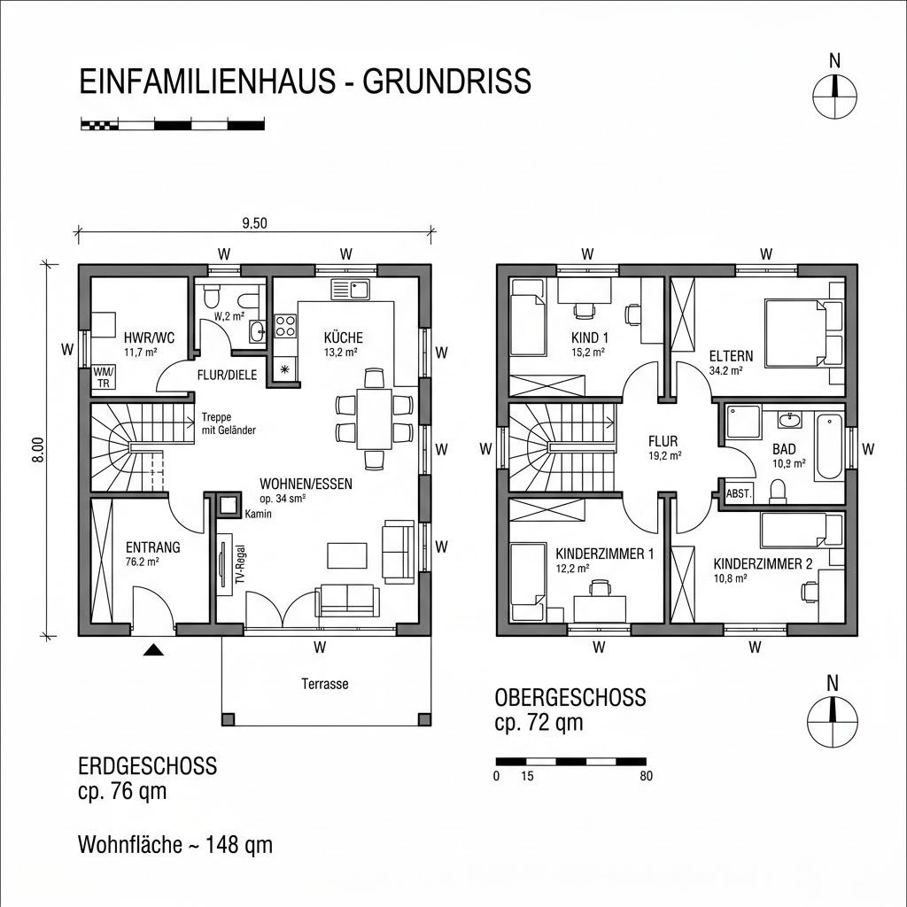 Grundriss Satteldach Klassik 148 Grundriss Satteldach Klassik 148 von LUXHAUS
