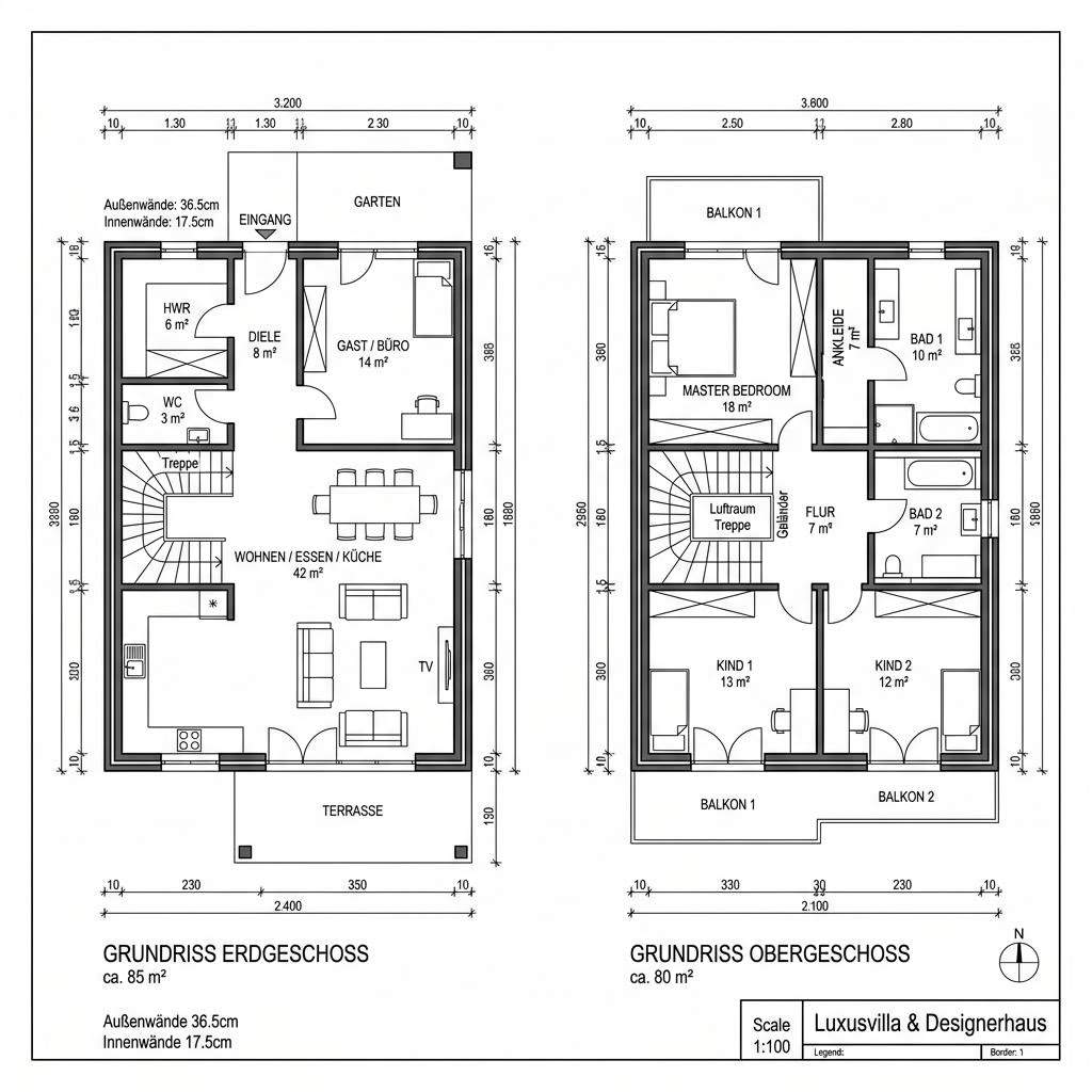 Luxusvilla & Designerhaus Satteldach Landhaus 165 von LUXHAUS — Fertighaus mit rund 165 m²