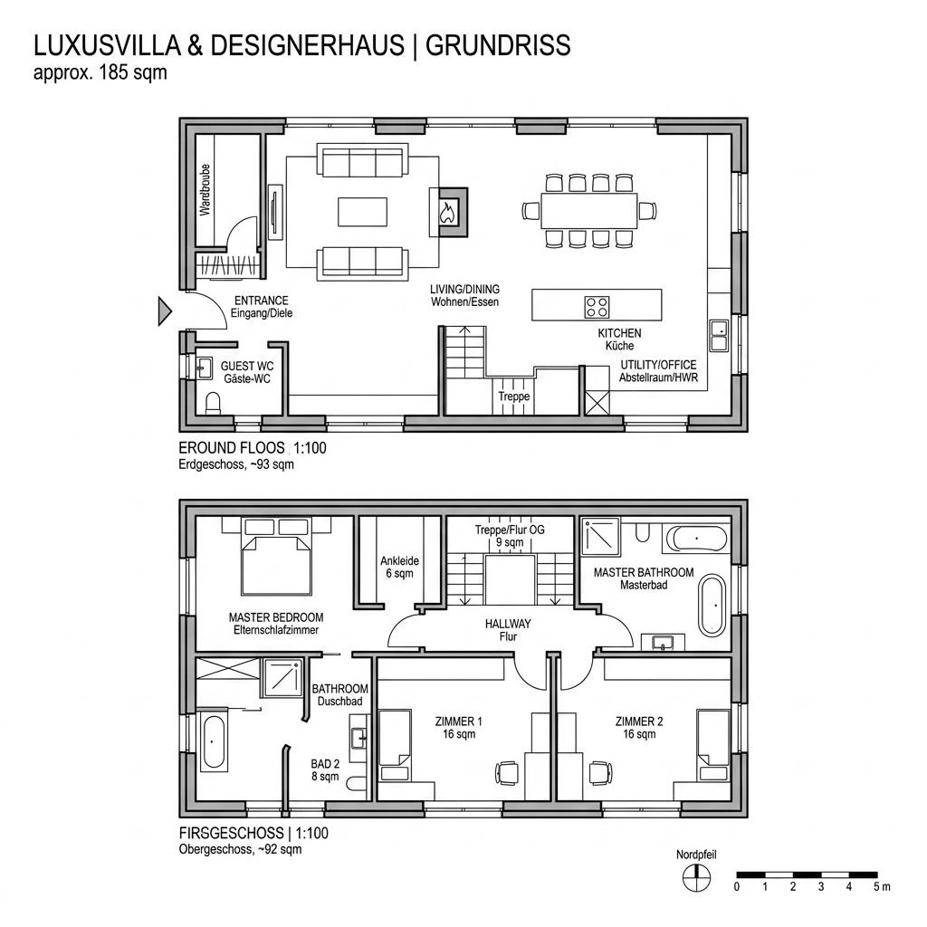 Luxusvilla & Designerhaus Walmdach 185 von LUXHAUS — Fertighaus mit rund 185 m²