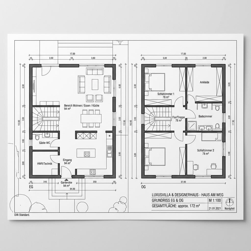 Luxusvilla & Designerhaus City Villa 172 von ARGE-HAUS — Fertighaus in Holztafelbau mit rund 172 m²
