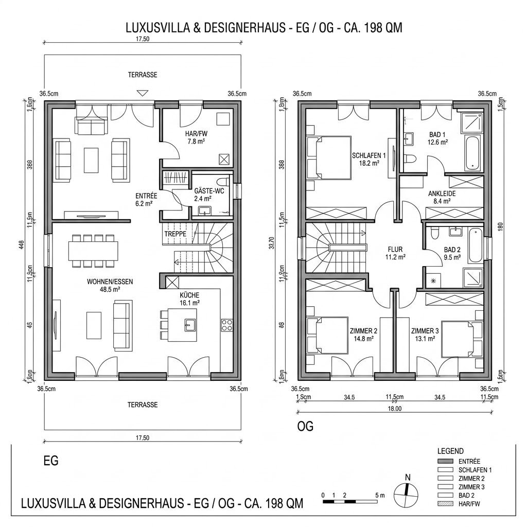 Luxusvilla & Designerhaus City Villa 198 von ARGE-HAUS — Fertighaus in Holztafelbau mit rund 198 m²