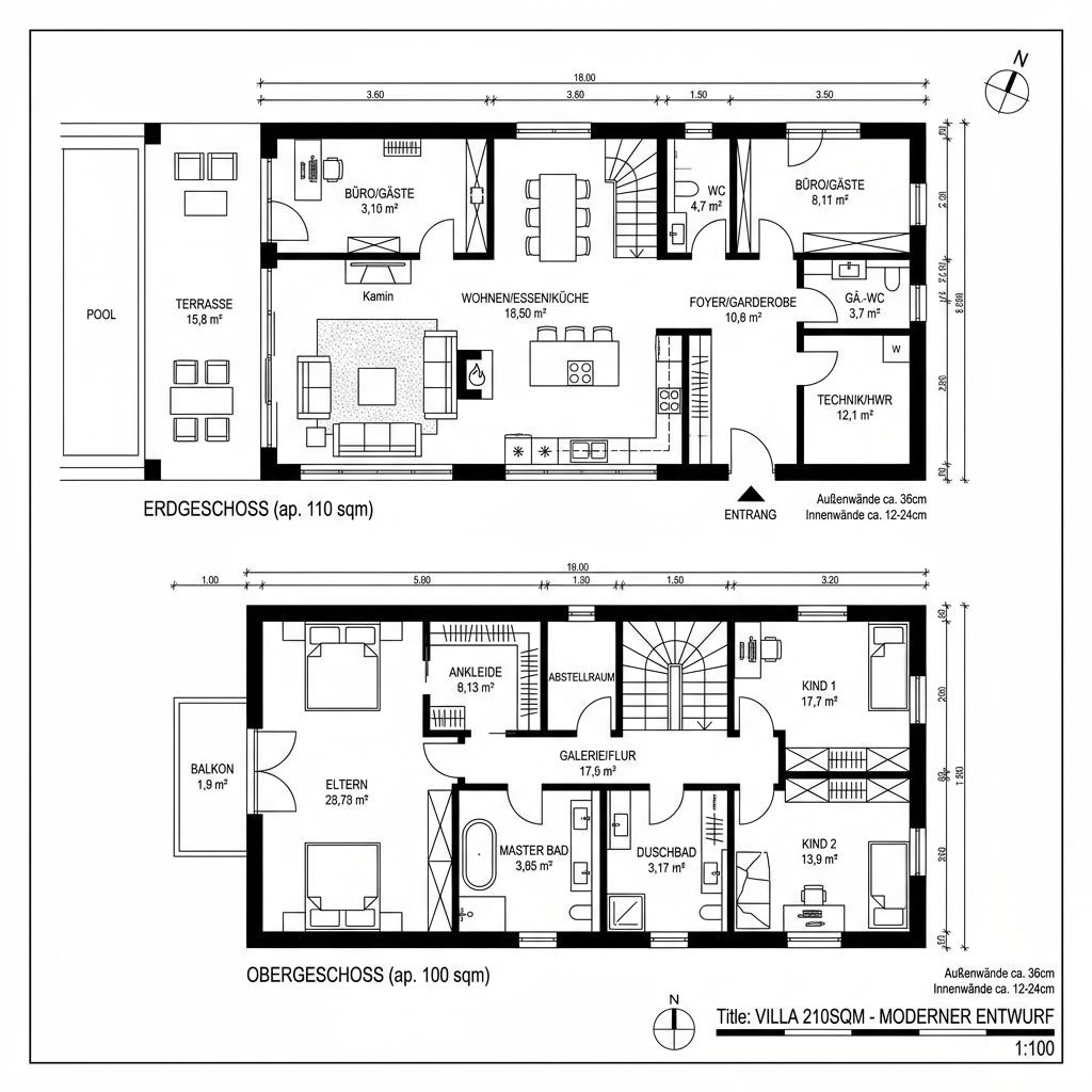 Luxusvilla & Designerhaus City Villa 210 von ARGE-HAUS — Fertighaus in Holztafelbau mit rund 210 m²