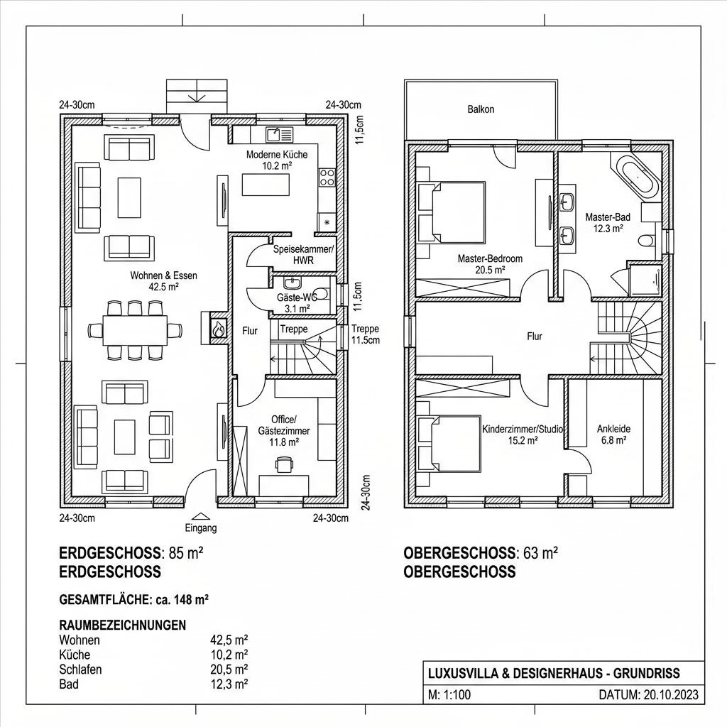 Luxusvilla & Designerhaus Landhaus Villa 148 von ARGE-HAUS — Fertighaus in Holztafelbau mit rund 148 m²