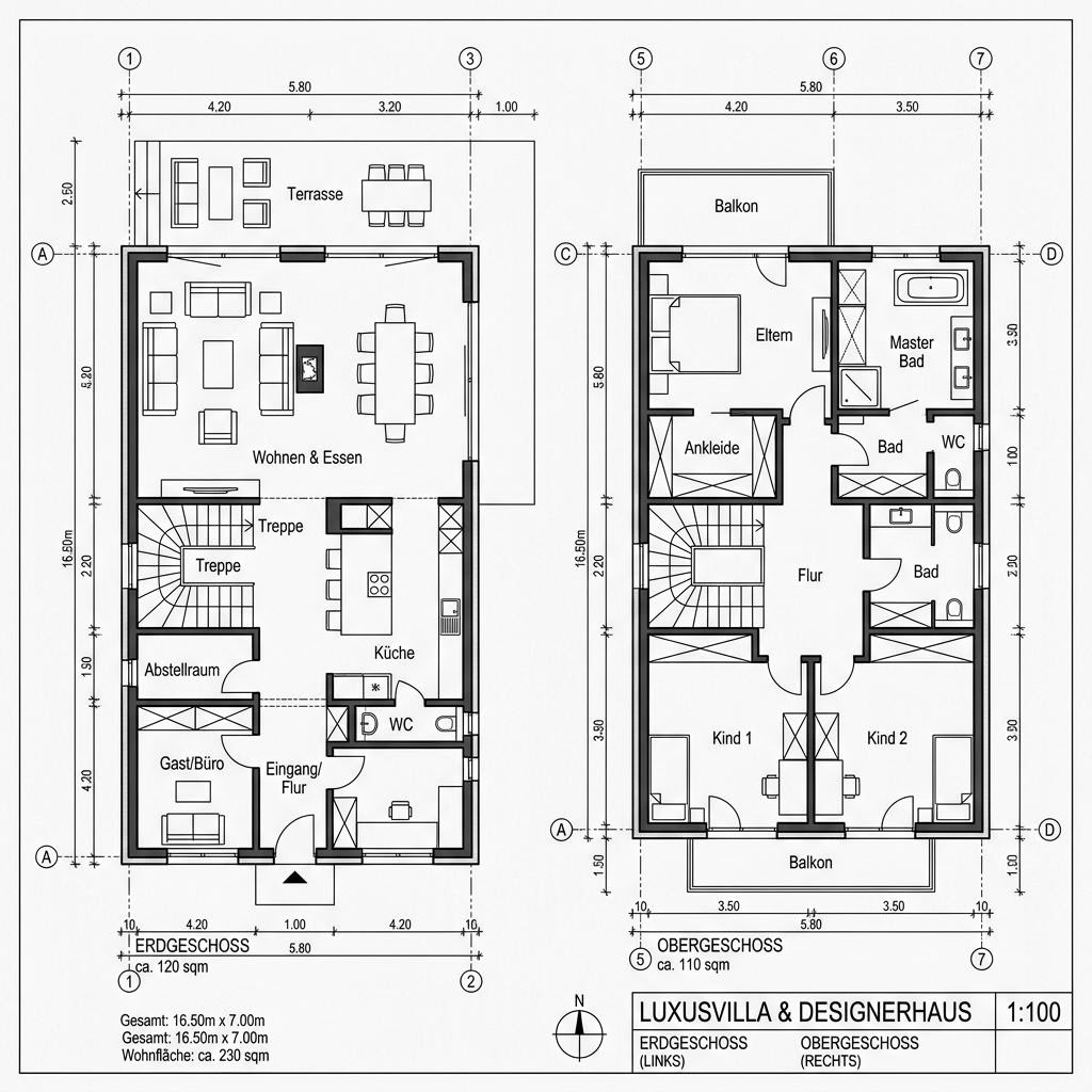 Luxusvilla & Designerhaus Atelier Vetro 230 von DAVINCI HAUS — Fertighaus mit rund 230 m²