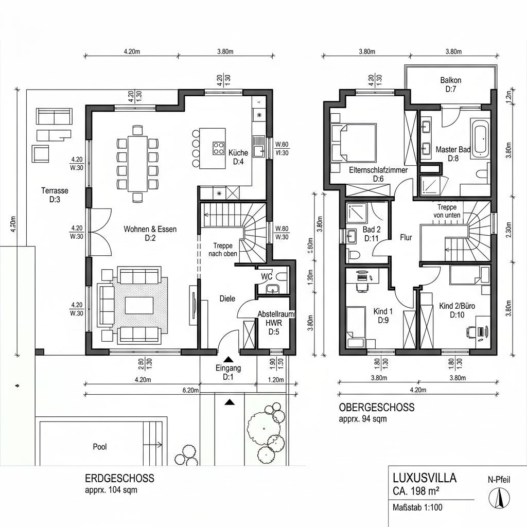 Luxusvilla & Designerhaus Designhaus Luce 198 von GRIFFNER — Holzhaus mit rund 198 m²