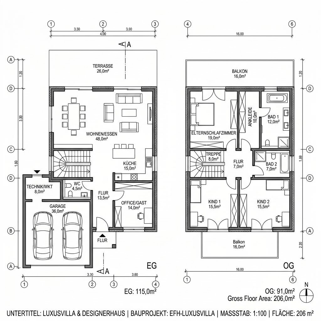 Luxusvilla & Designerhaus Villa Panorama 206 von GRIFFNER — Holzhaus mit rund 206 m²