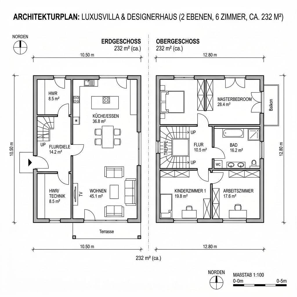 Luxusvilla & Designerhaus Villa Nobile 232 von Meisterstück-HAUS — Fertighaus mit rund 232 m²