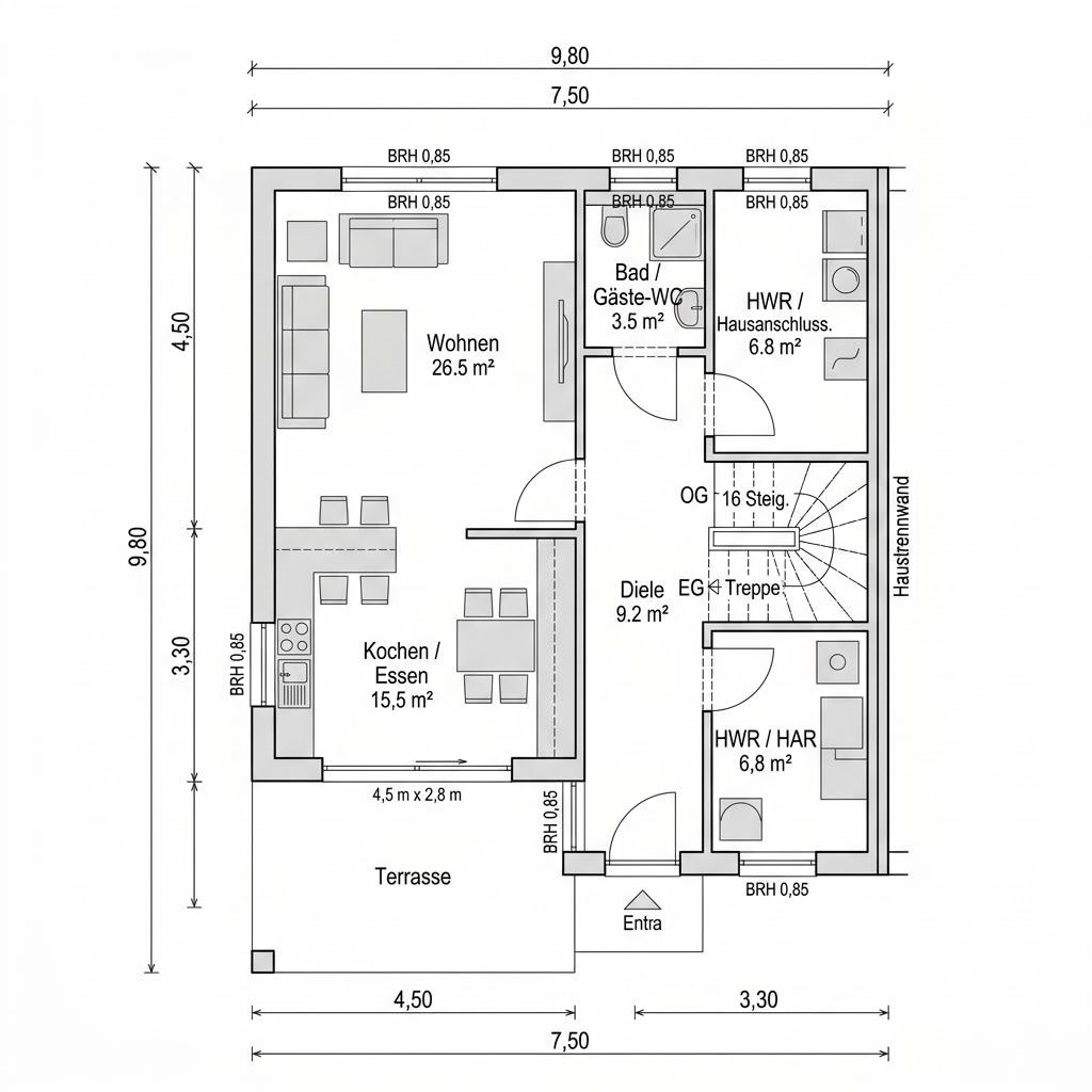Grundriss Doppelhaus Duo 142 von massa haus