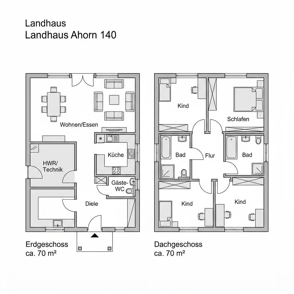 Grundriss Landhaus Ahorn 140 von massa haus