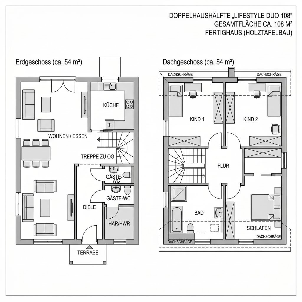Grundriss LifeStyle Duo 108 von massa haus