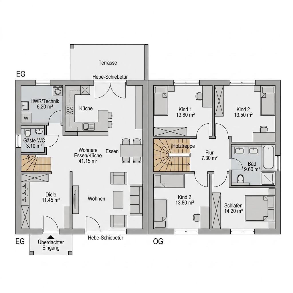 Grundriss LifeStyle Duo 116 von massa haus