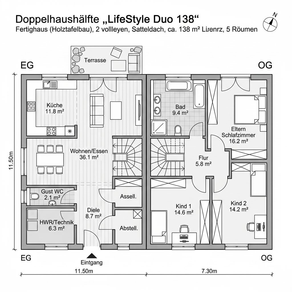 Grundriss LifeStyle Duo 138 von massa haus