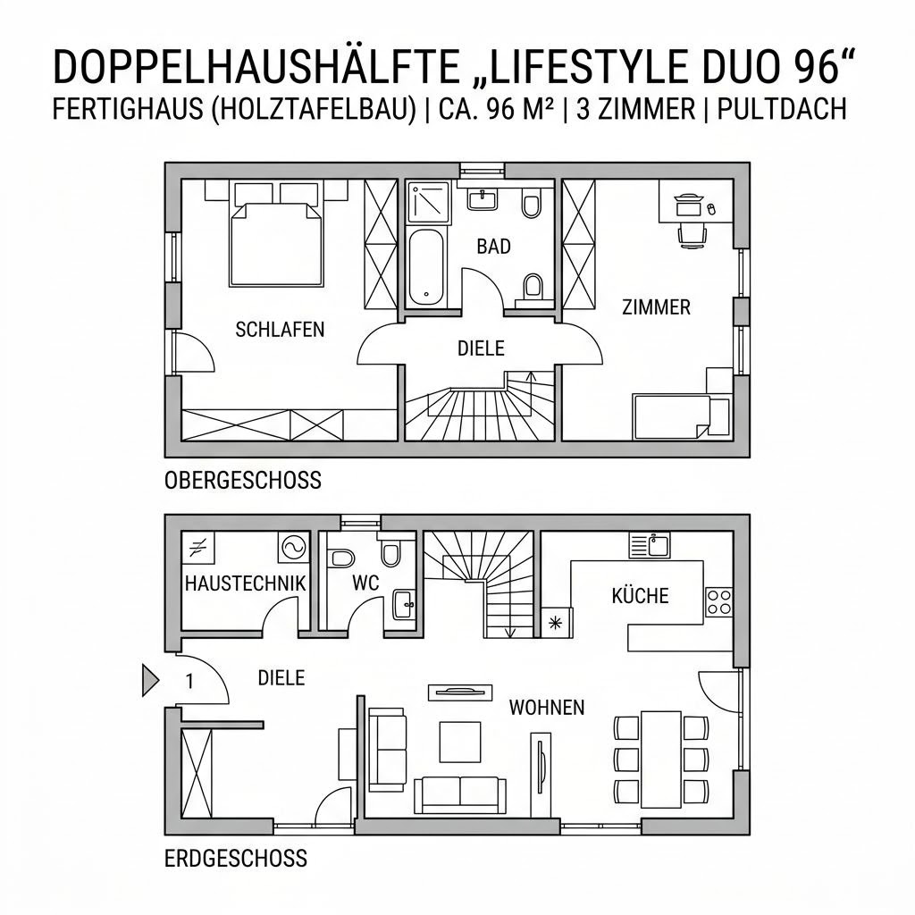 Grundriss LifeStyle Duo 96 von massa haus