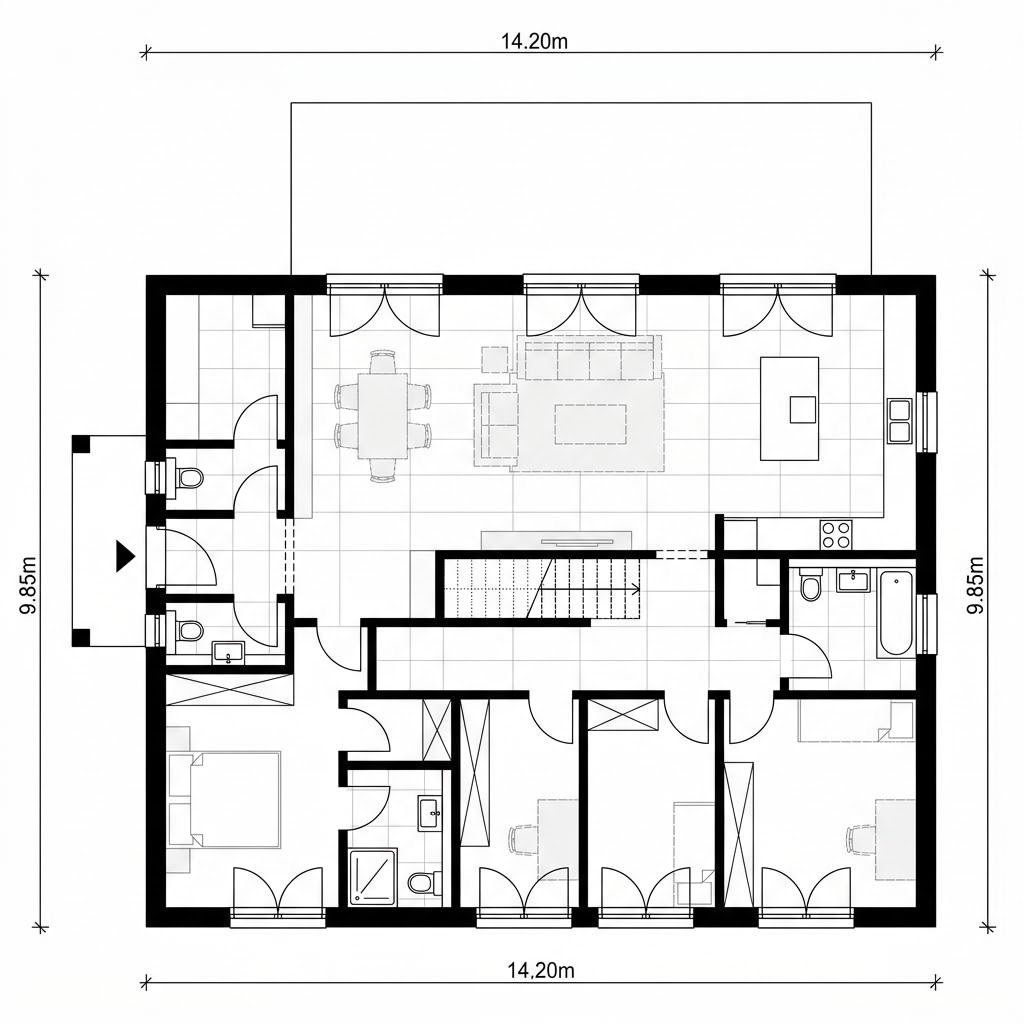 Grundriss LifeStyle 14.04 S – 140 m² Ausbauhaus mit 5 Zimmern