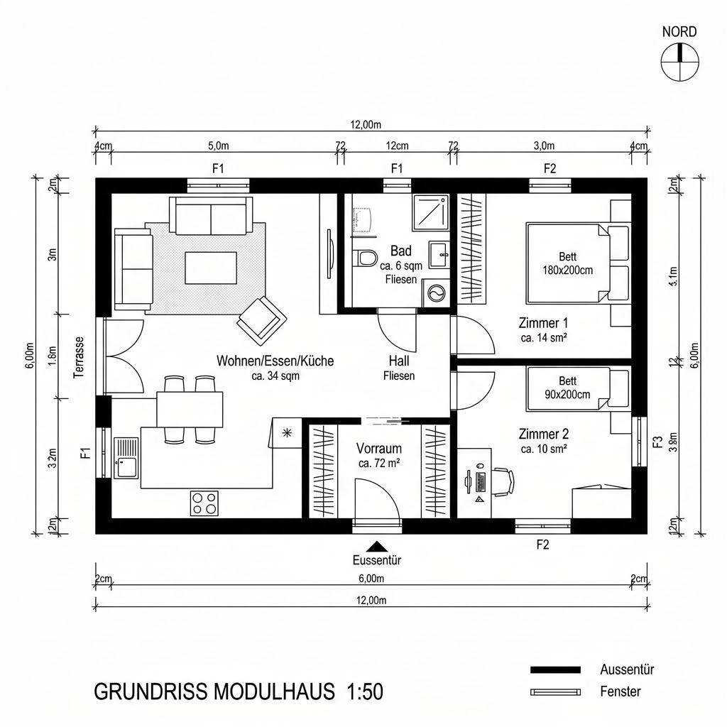 Modulhaus Modulhaus Flex 72 von CABIN ONE — Modulbau mit rund 72 m²