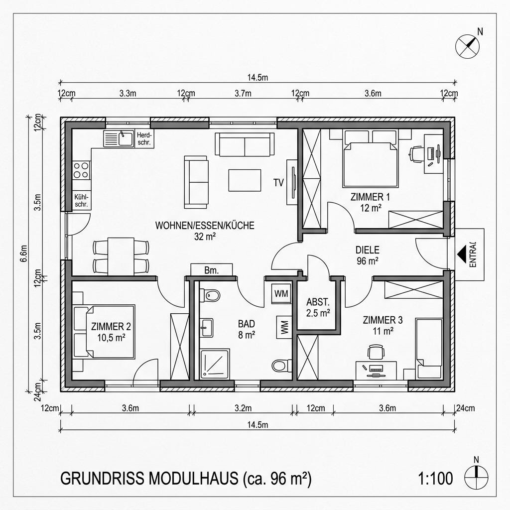 Modulhaus Modulhaus Flex 96 von CABIN ONE — Modulbau mit rund 96 m²