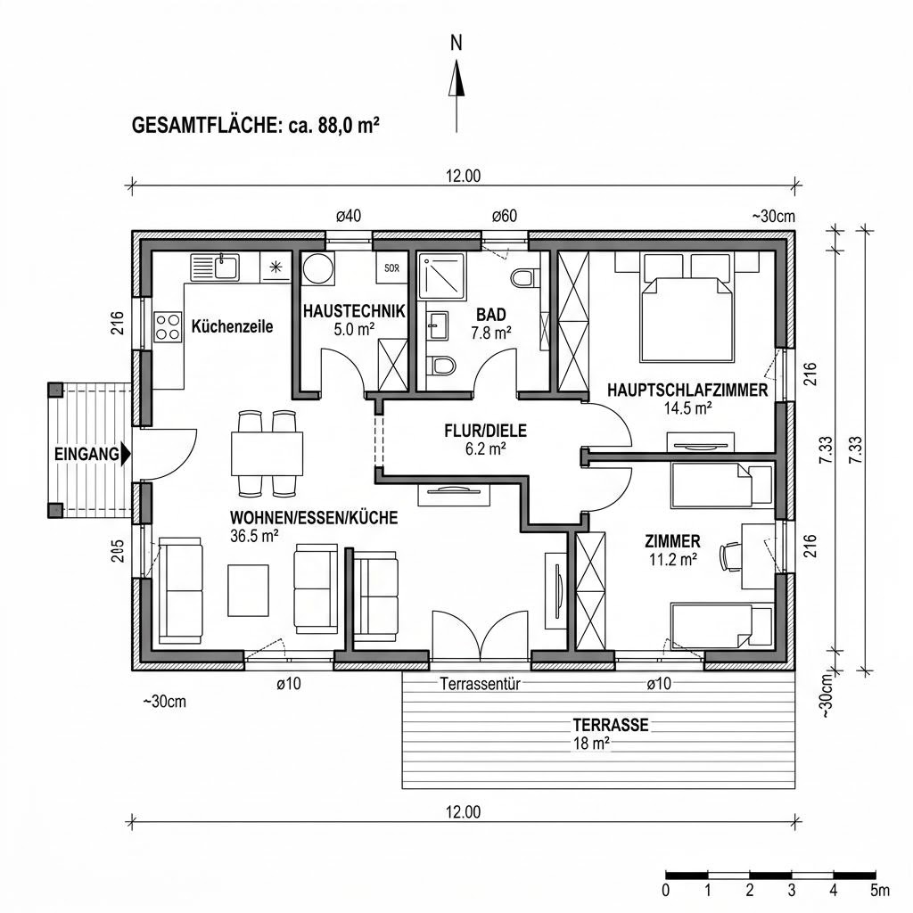 Modulhaus Modulhaus Hof 88 von CABIN ONE — Modulbau mit rund 88 m²