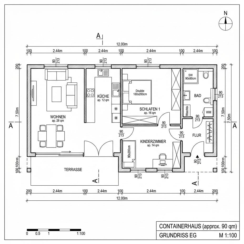 Containerhaus Container Duo 90 von Conliving — Modulbau mit rund 90 m²