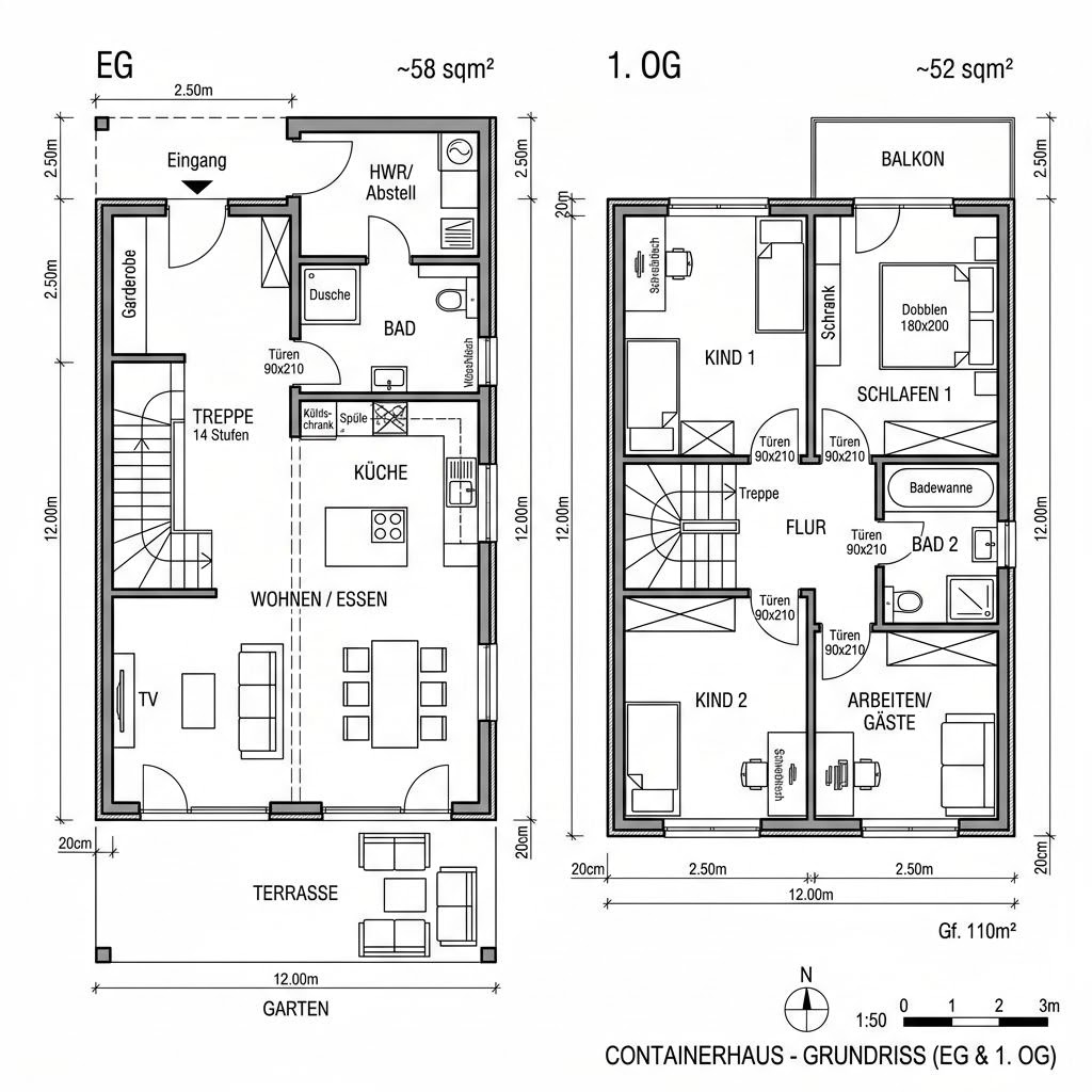 Containerhaus Container Stack 110 von Conliving — Modulbau mit rund 110 m²