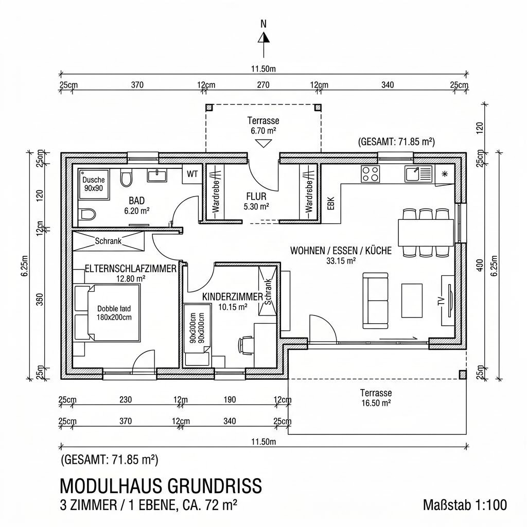 Modulhaus Wohnmodul L-72 von Conliving — Modulbau mit rund 72 m²