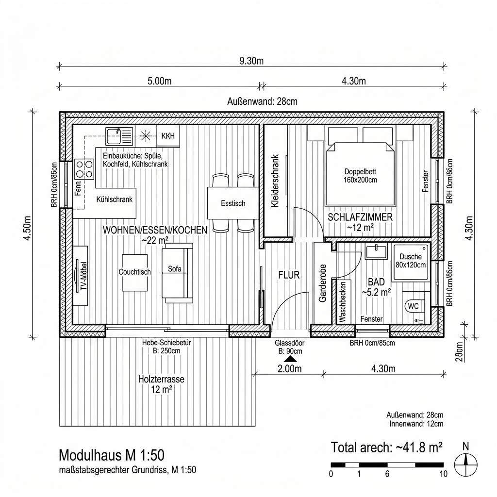 Grundriss Modulhaus Autark 42 von Wohnwagon