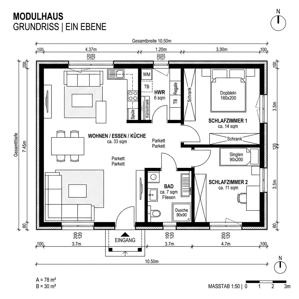 Modulhaus Modulhaus Autark 78 von Wohnwagon — Massivholzbau mit rund 78 m²