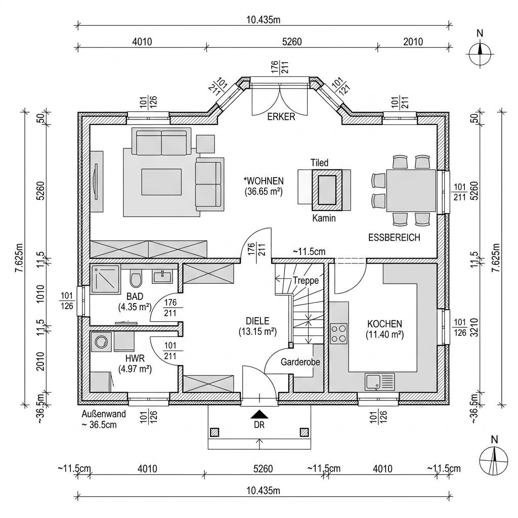 Grundriss Kapitänshaus Dithmarschen 122 von Nordic Haus