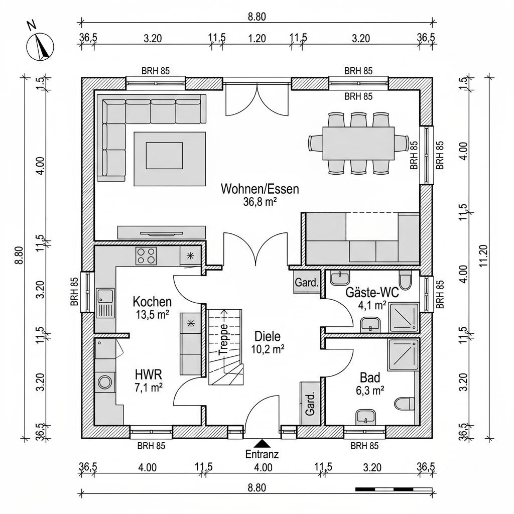 Grundriss Kapitänshaus Emden 135 von Nordic Haus
