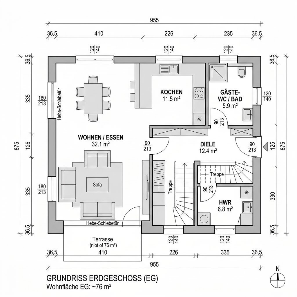 Grundriss Kapitänshaus Sylt 142 von Nordic Haus