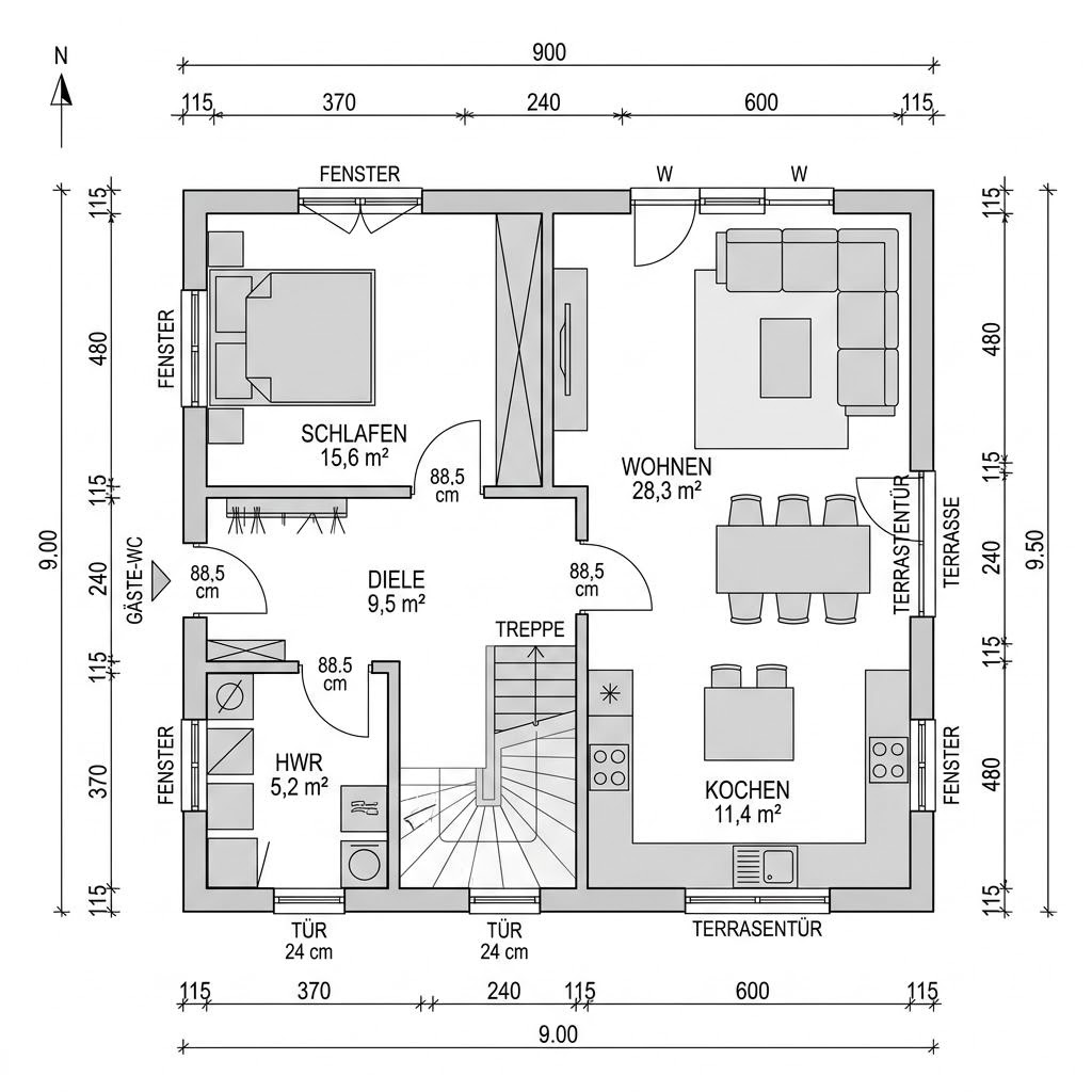 Grundriss Kapitänshaus Wangerooge 138 von Nordic Haus