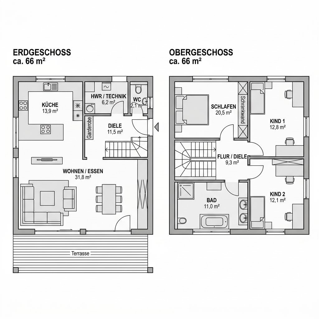 Grundriss Quadro 132 von OKAL Haus