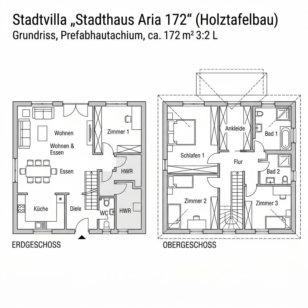 Stadtvilla Stadthaus Aria 172 von OKAL Haus mit Walmdach und Ankleide