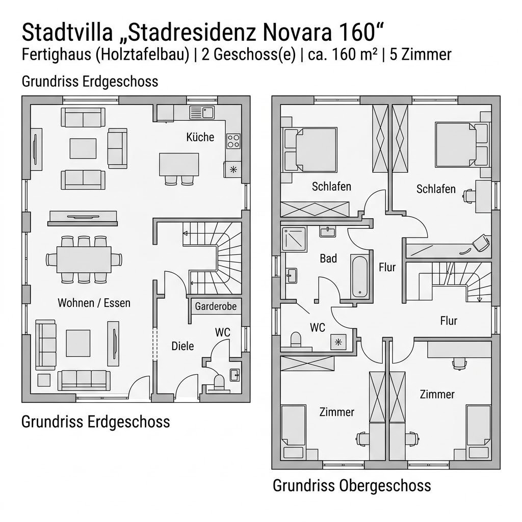 Stadtvilla Stadtresidenz Novara 160 von OKAL Haus mit Zeltdach und überdachter Terrasse
