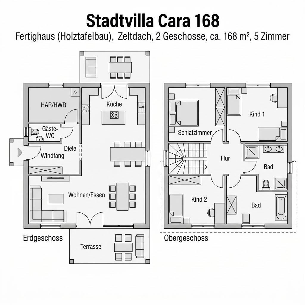 Stadtvilla Stadtvilla Cara 168 von OKAL Haus mit Zeltdach und Loggia