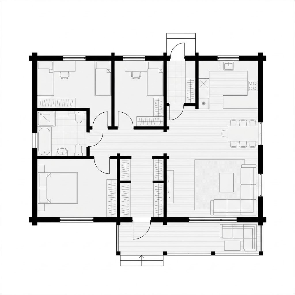 Ebenerdiges Holzhaus Almblick 118 von Petershaus mit Pultdach und Massivholzwand