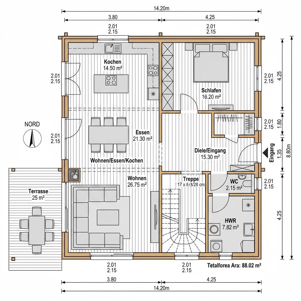 Holzhaus Chiemgau 172 von Regnauer Hausbau — Holzrahmenbau mit Krüppelwalmdach und 172 m²