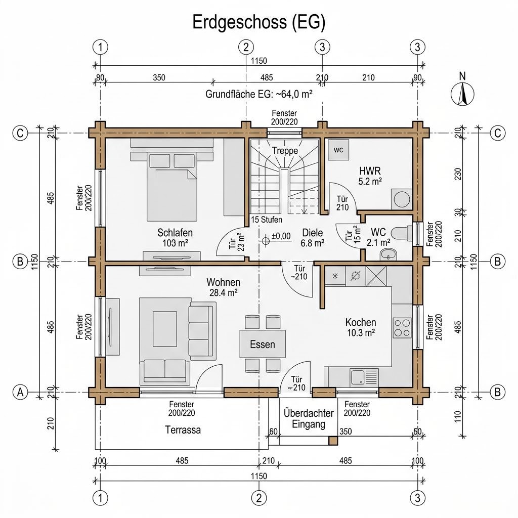 Holzhaus Inntal 128 von Regnauer Hausbau — Holzrahmenbau mit Pultdach und 128 m²