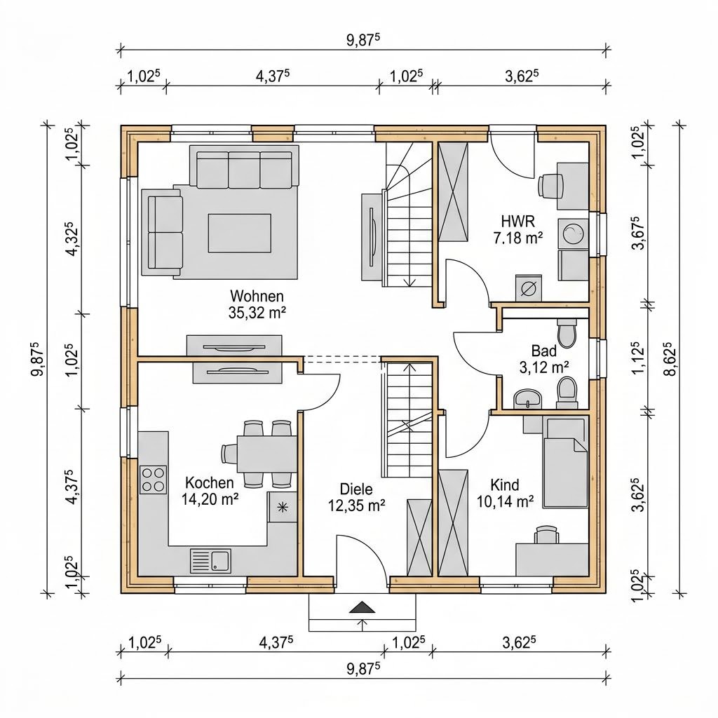 Holzhaus Tegernsee 148 von Regnauer Hausbau — Holzrahmenbau mit Satteldach und 148 m²