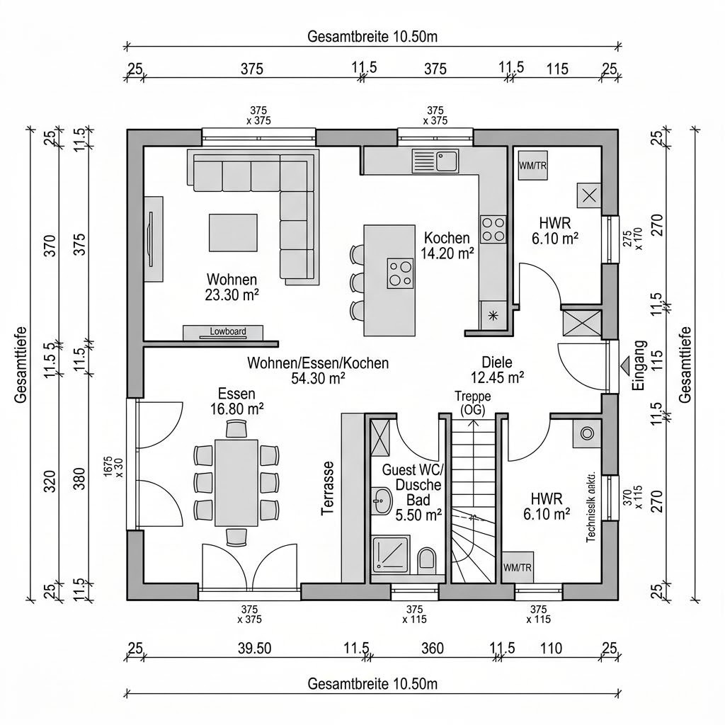 Kubushaus Cube 172 von Regnauer Hausbau mit Flachdach — kubisches Fertighaus im Bauhausstil mit 172 m²