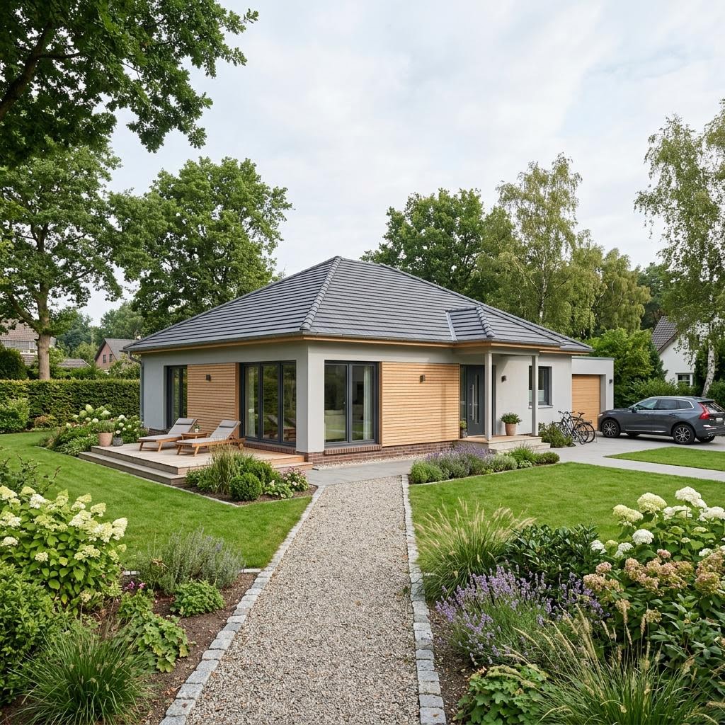 Bungalow Küstenwind 118 von ScanHaus Marlow mit Zeltdach — schlüsselfertiges Fertighaus mit 118 m²