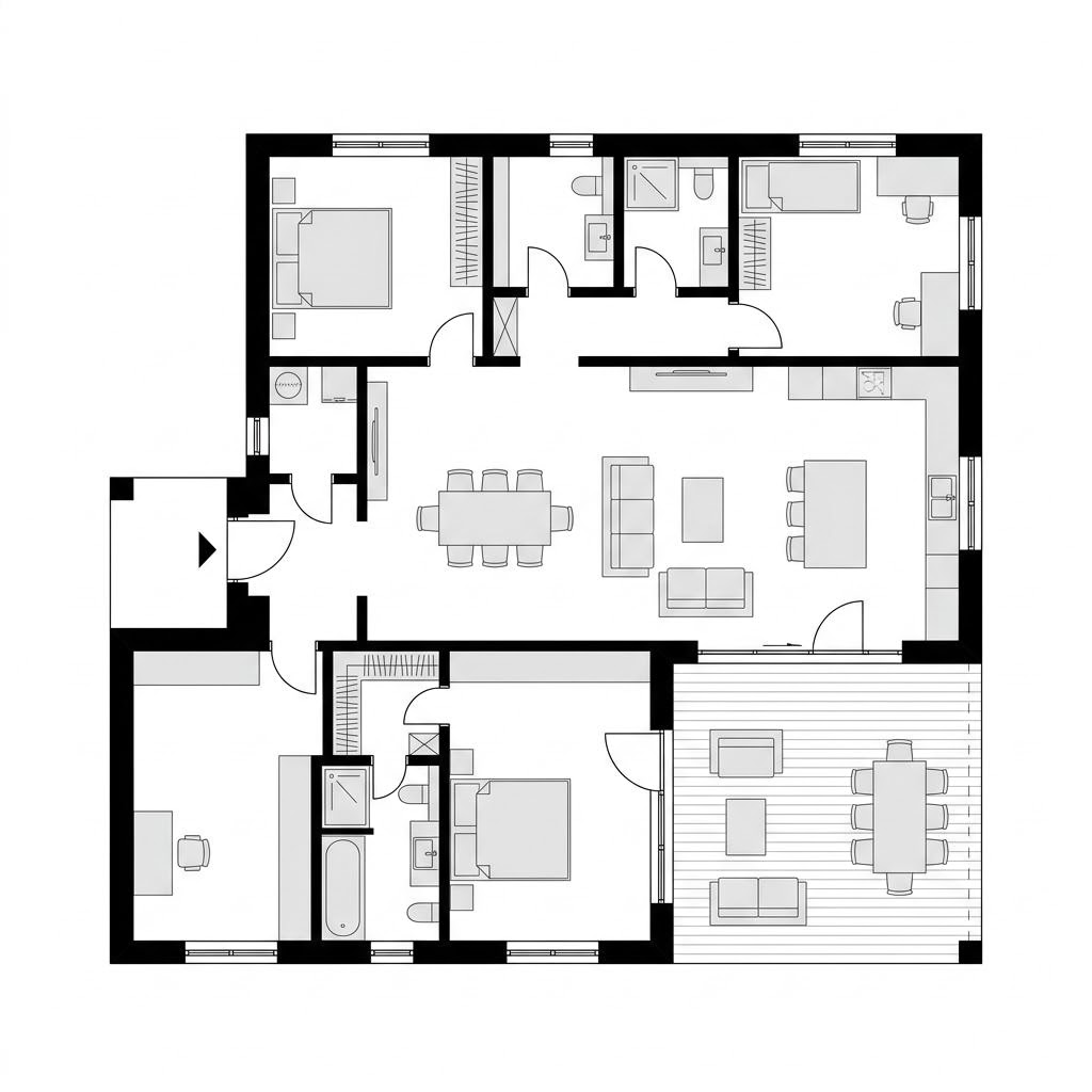 Grundriss Bungalow Nordwind 118 von ScanHaus Marlow
