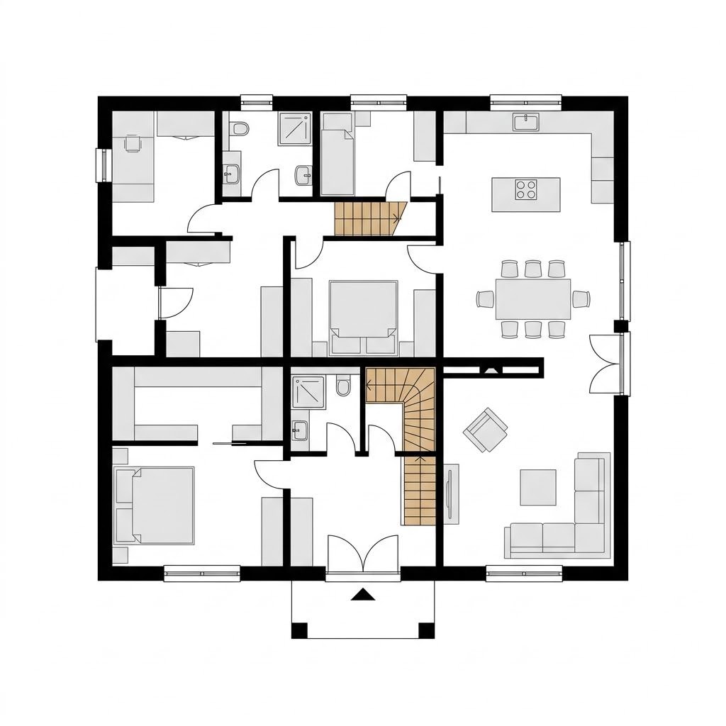 Grundriss Küstenkate 110 – 110 m² Friesenhaus mit 4 Zimmern